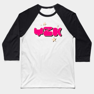 Throwback Y2K 2000s Fashion Aesthetic Millennial Pink Font Baseball T-Shirt